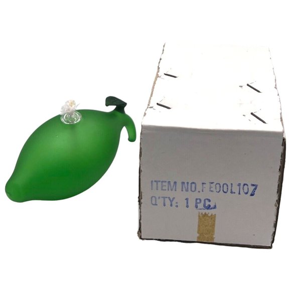 NIB: Pair of rare vintage hand-blown glass OIL LAMPS, shaped as limes with leaf - Picture 8 of 8